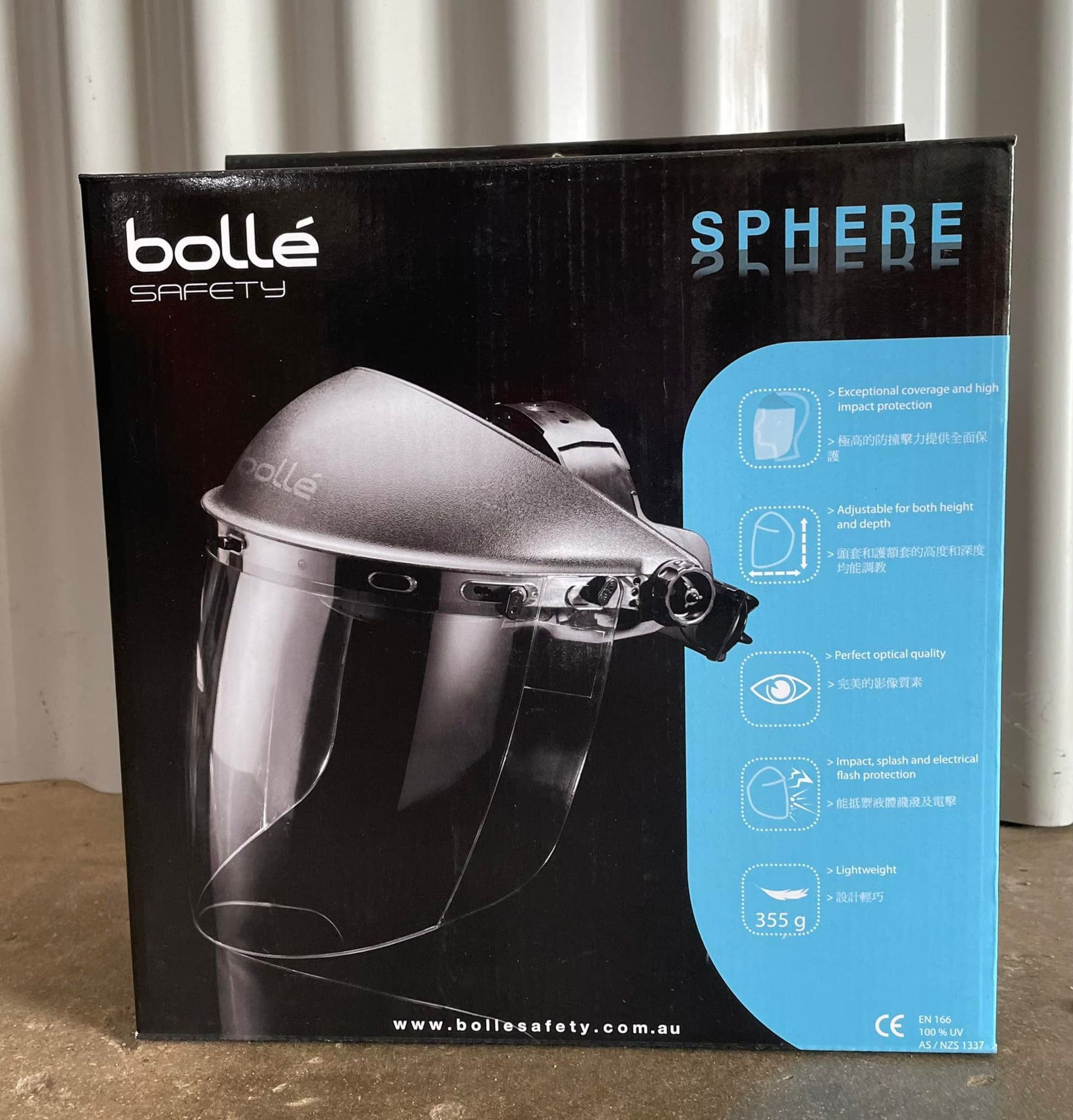 A Product Box for a Bollé Safety Sphere Face Shield — Ingham Agencies in Ingham, QLD