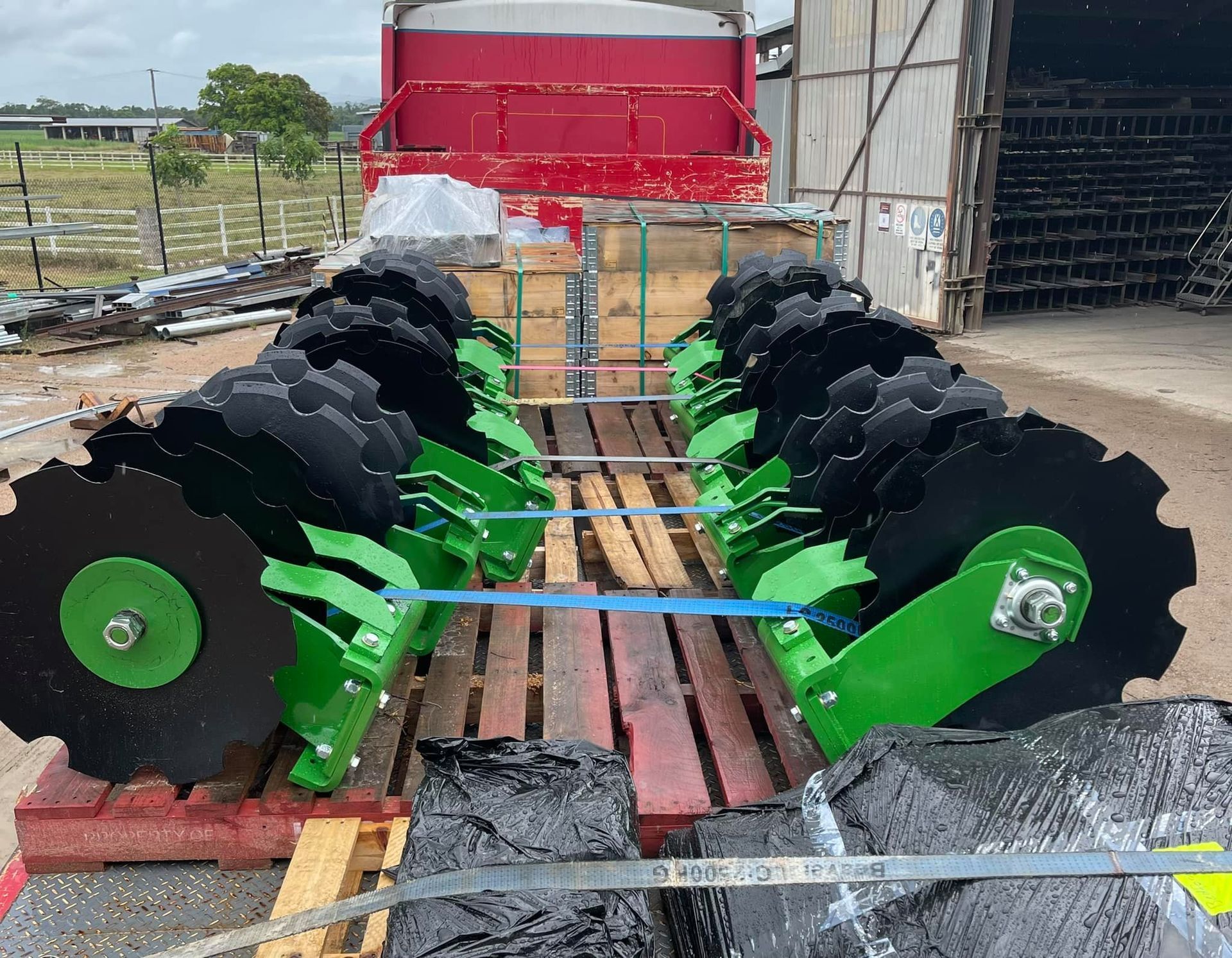 A Set of New Green and Black Agricultural Disc Harrow Blades — Ingham Agencies in Ingham, QLD