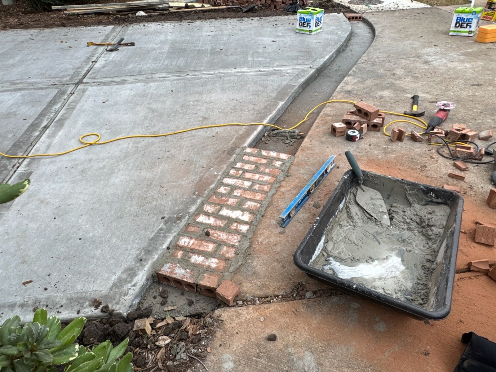 Concrete slab repair in progress