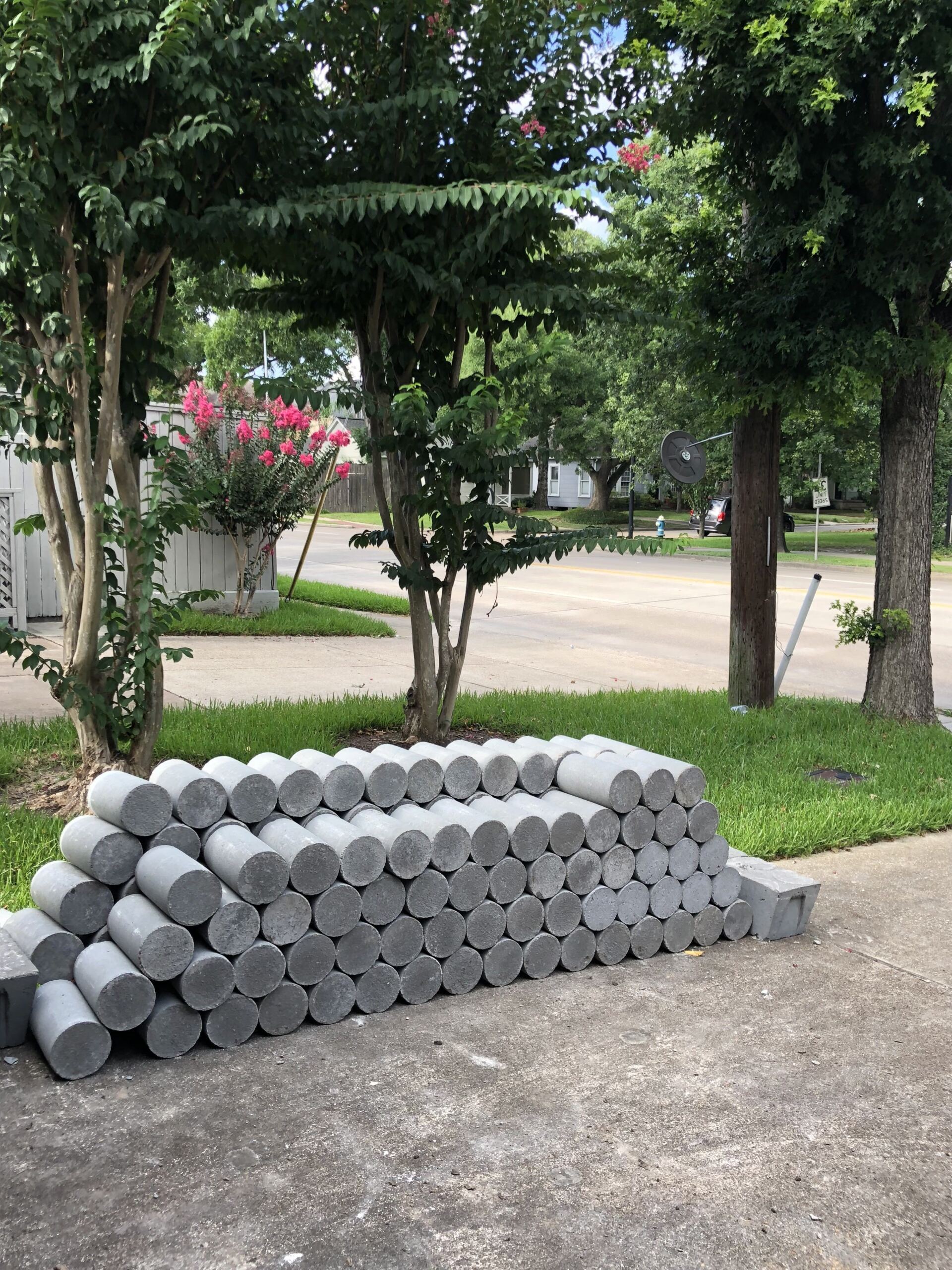 Stack of concrete foundation piers