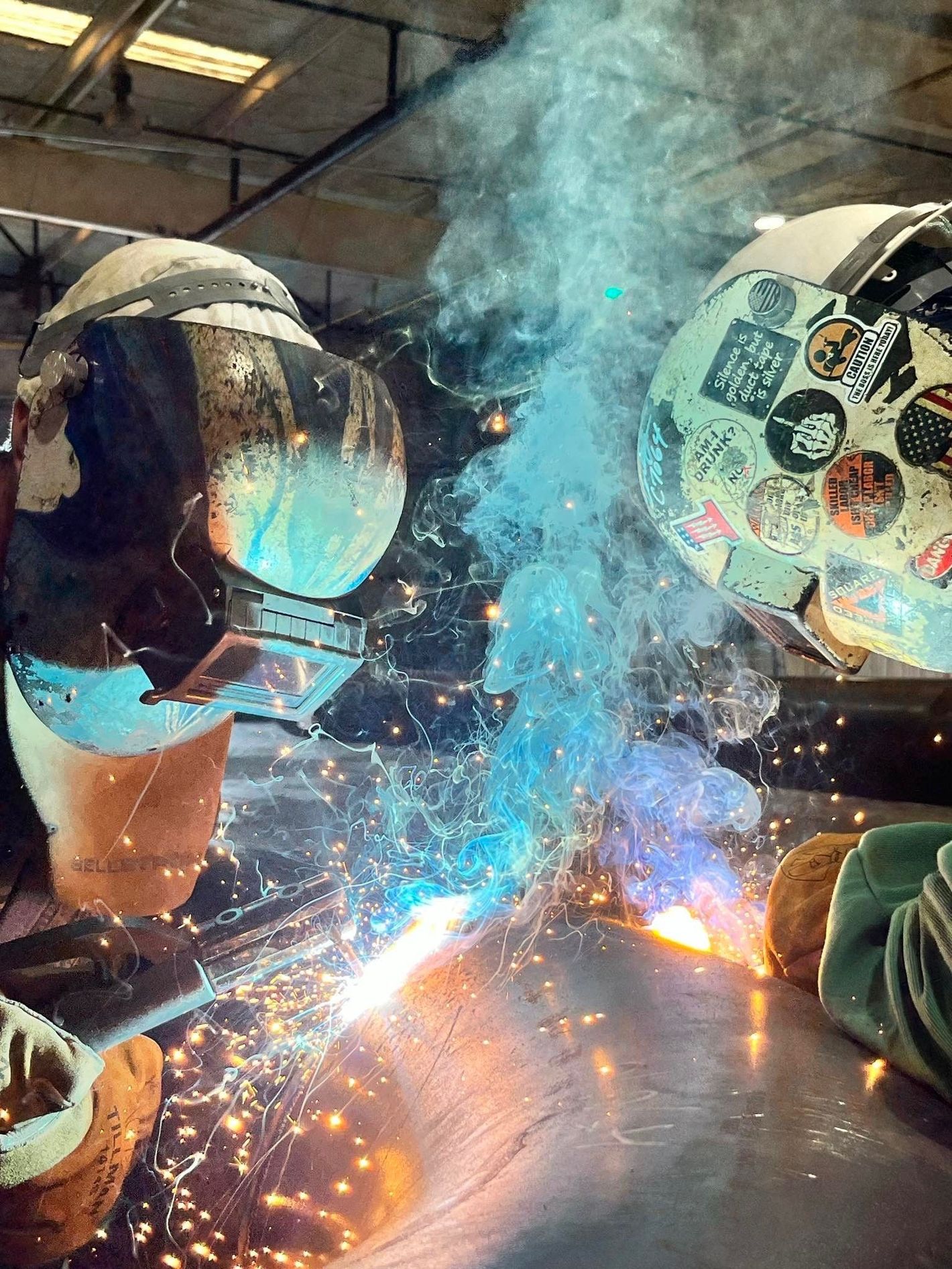 close up of a welding student