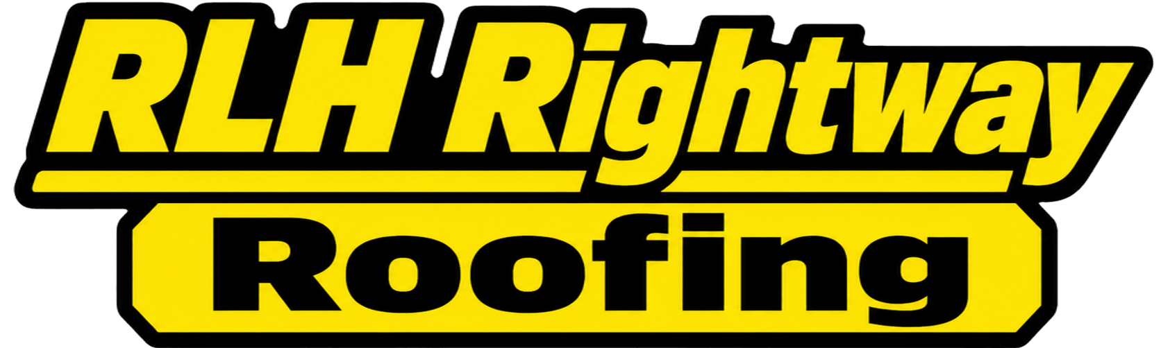 Rightway Roofing & Remodeling RLH Rightway Roofing logo in bold black and yellow text on a white background