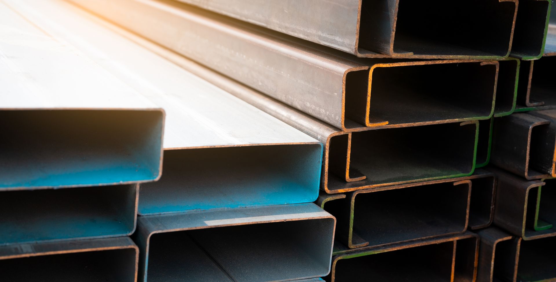 Rectangular metal pipes.
