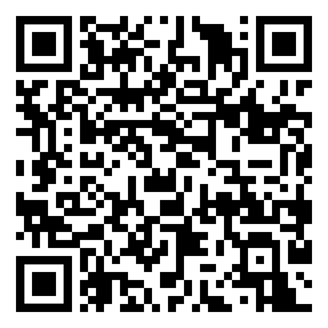 QR code with a pattern of black and white squares.