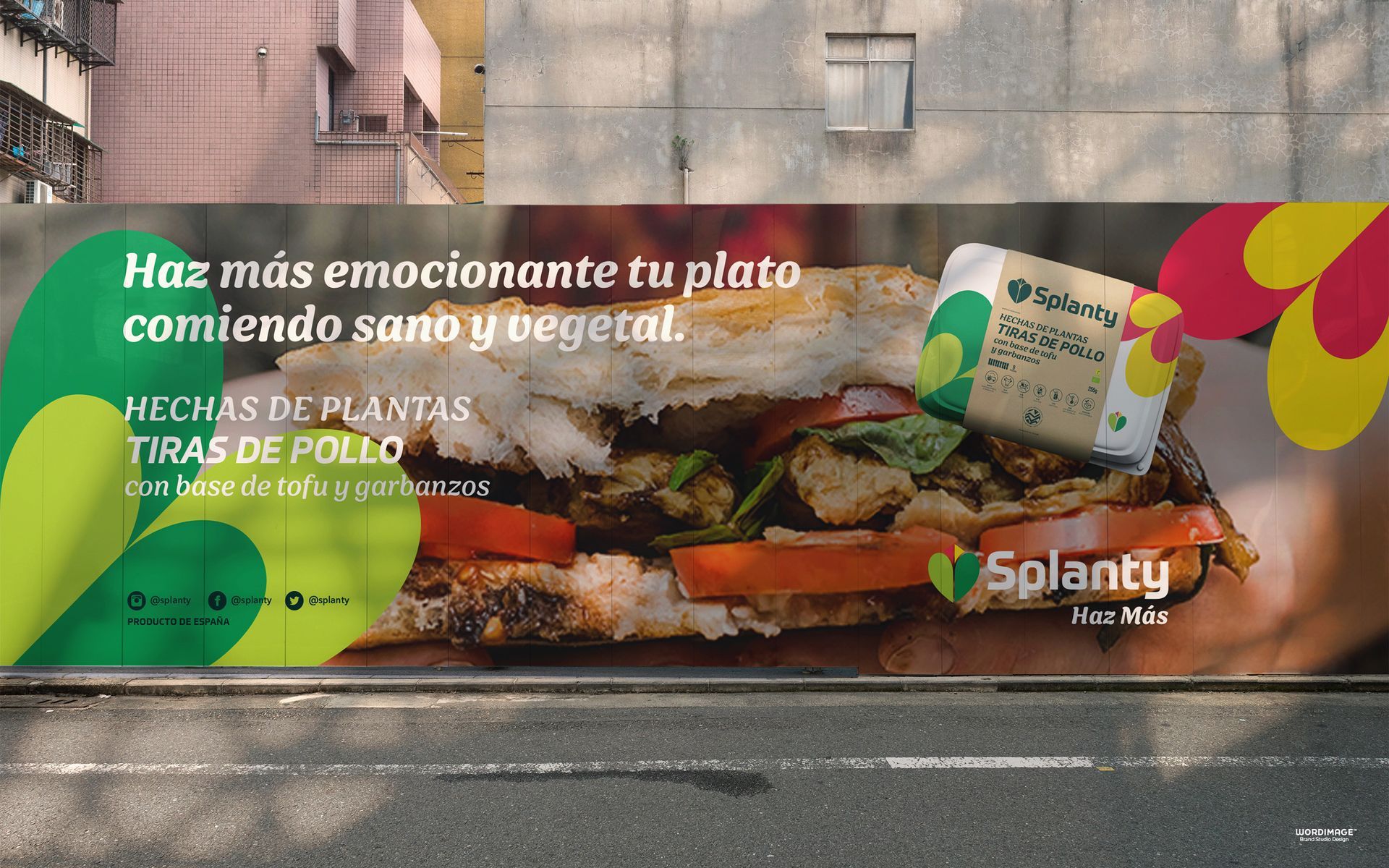 A billboard with a picture of a sandwich and the words 
