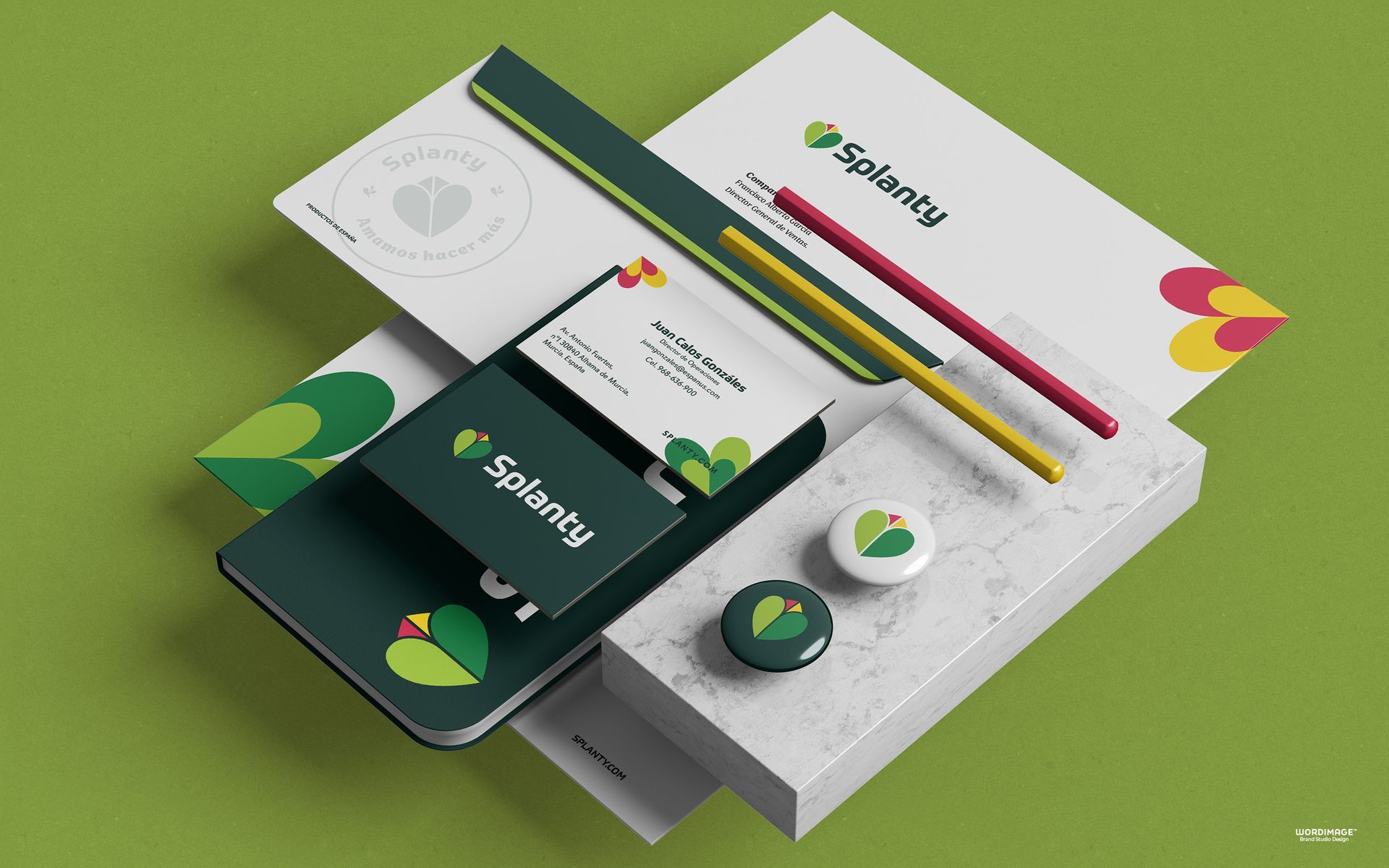 A mockup of a company 's stationery including a cell phone