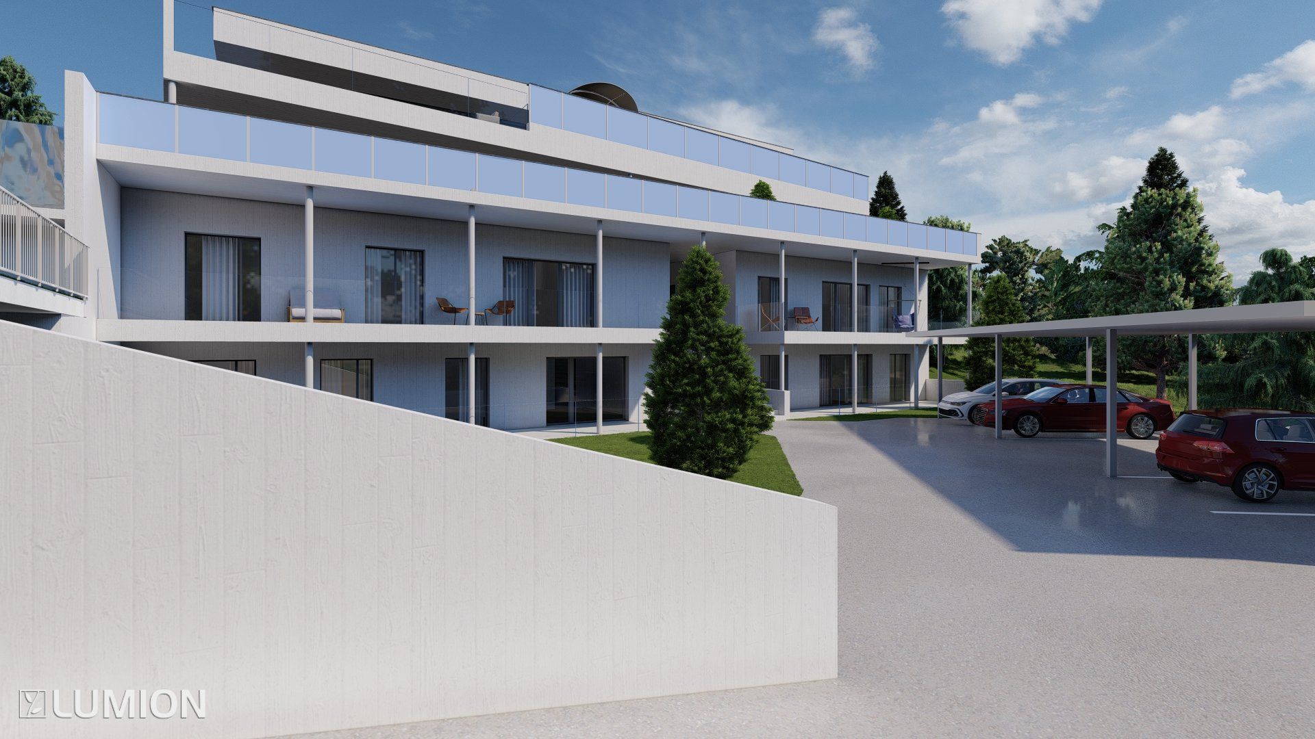 Wohnunggebäude von vorne