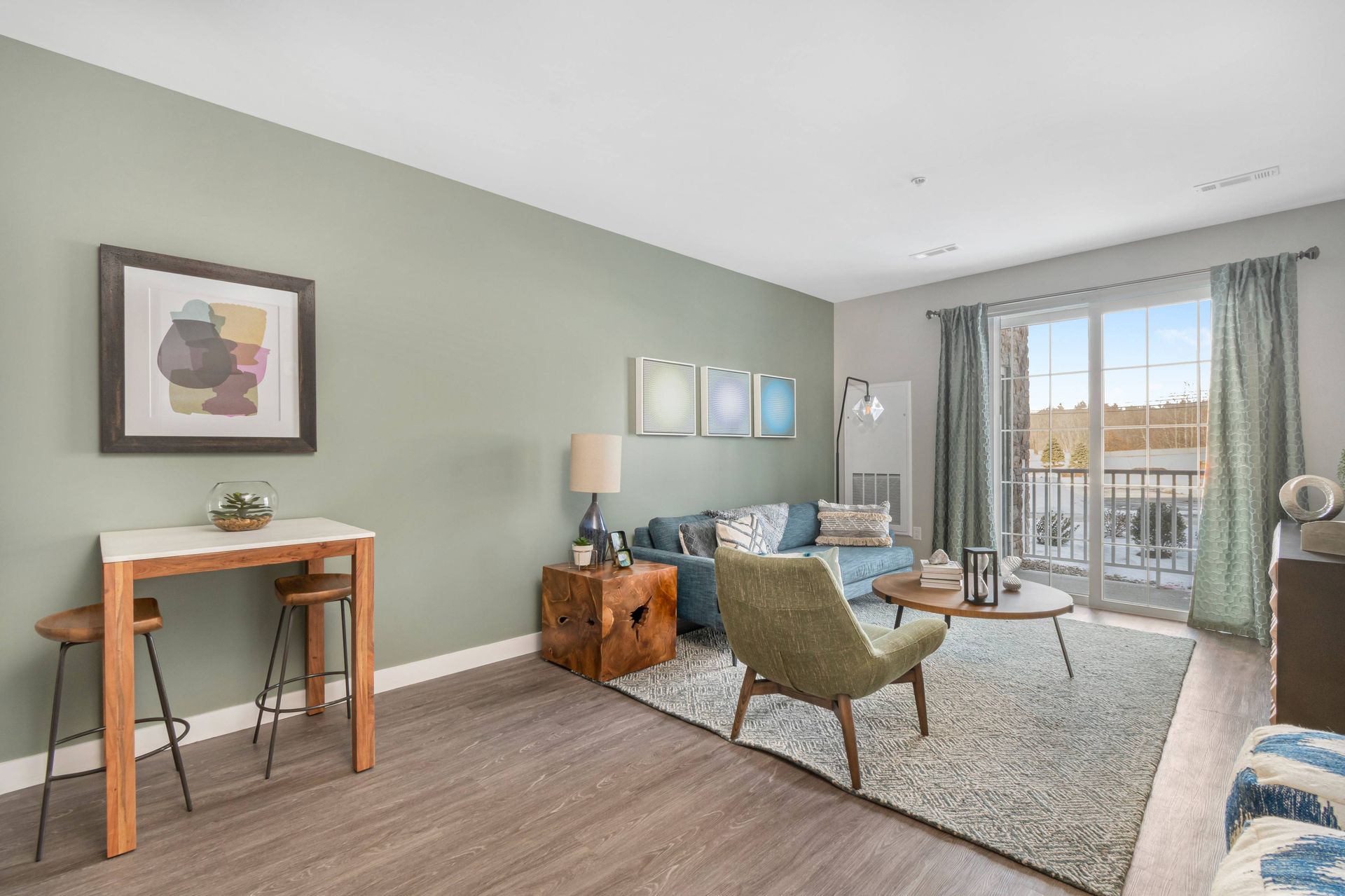 Living Room with Balcony Access | Edgemere Crossing