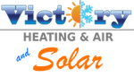 The logo for victory heating and air and solar