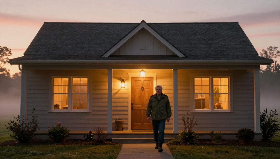 Veteran and supporter outside a welcoming home