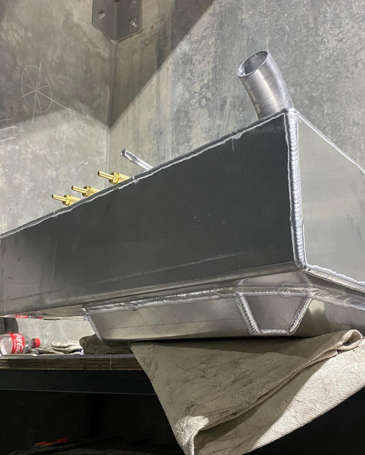Metal Industrial Hopper or Duct Assembly with A Slanted Black Panel — EB Metalworks in Somersby, NSW