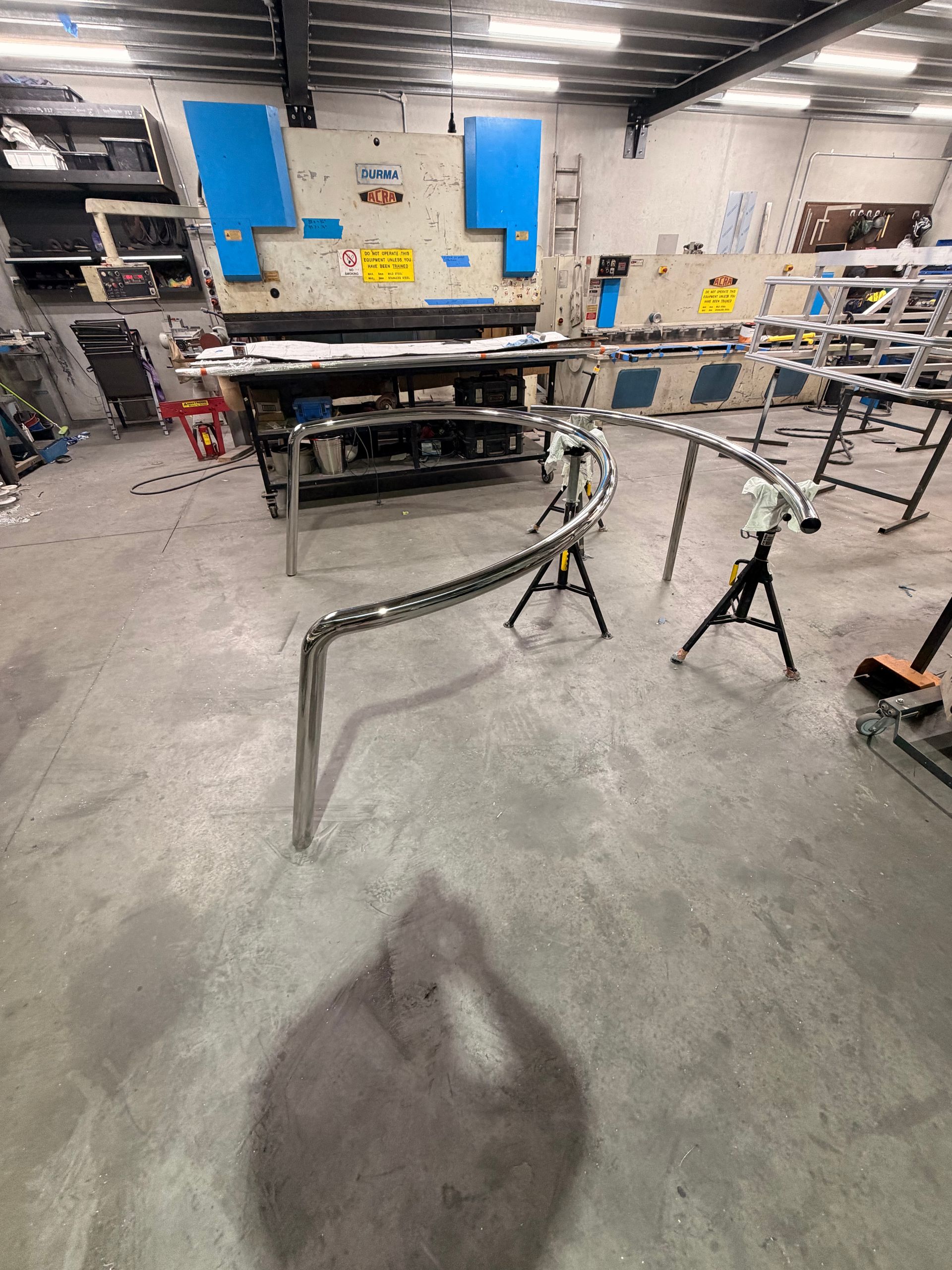 Industrial Workshop with Metal Frames on Stands — EB Metalworks in Ryde, NSW