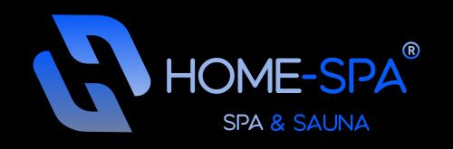 Le logo du spa et sauna à domicile est bleu et blanc sur fond noir.