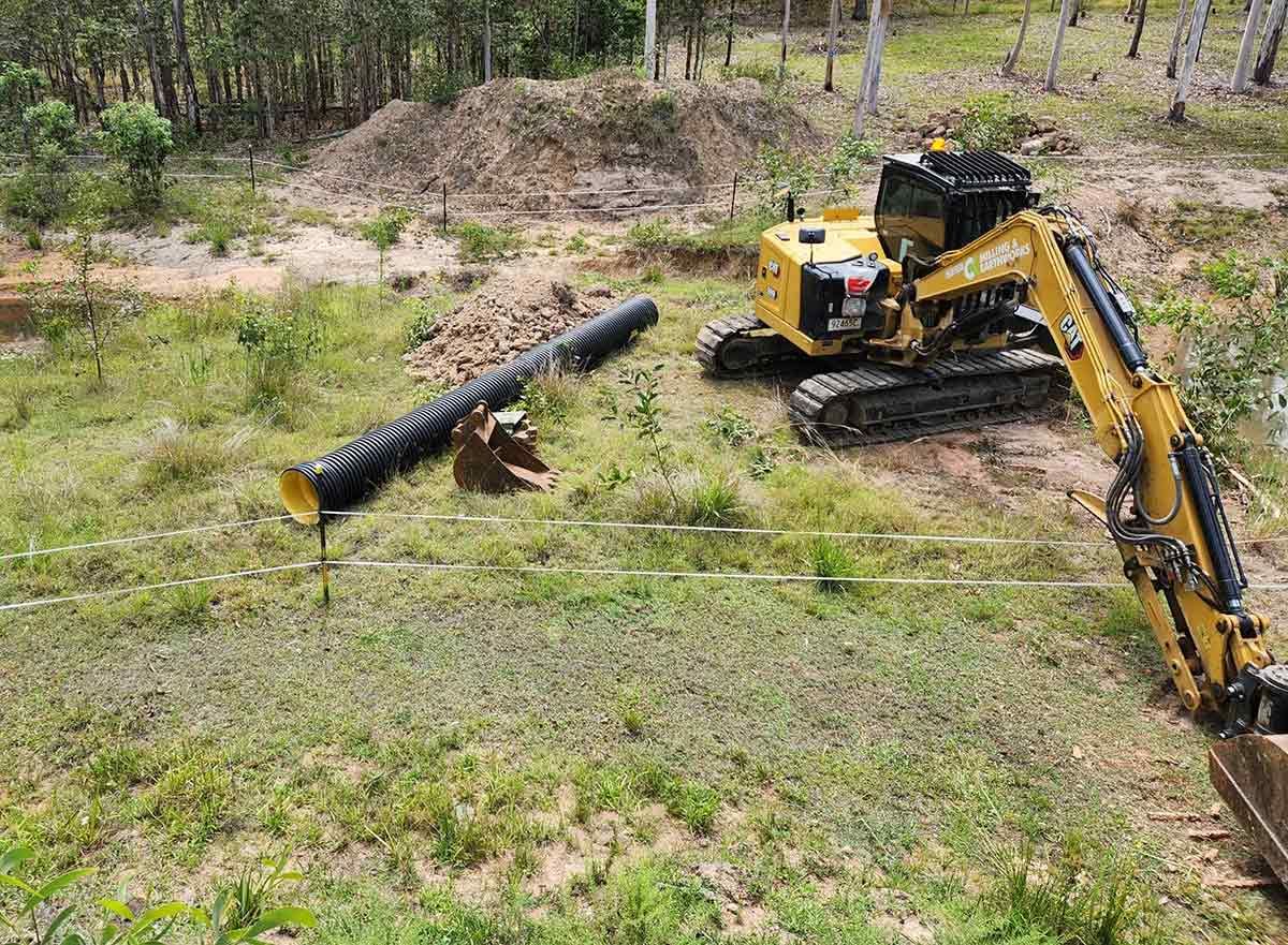 A Man Is Cutting a Tree with A Machine in A Field — CK's Milling & Earthworks in Kilkvan, QLD