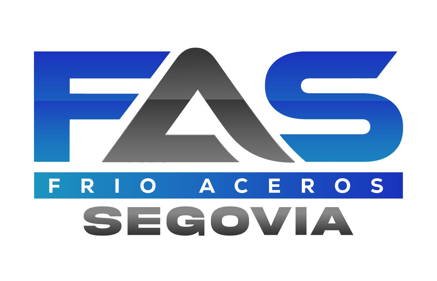 Logotipo de FAS con “Frio Aceros Segovia” en azul, gris y blanco.