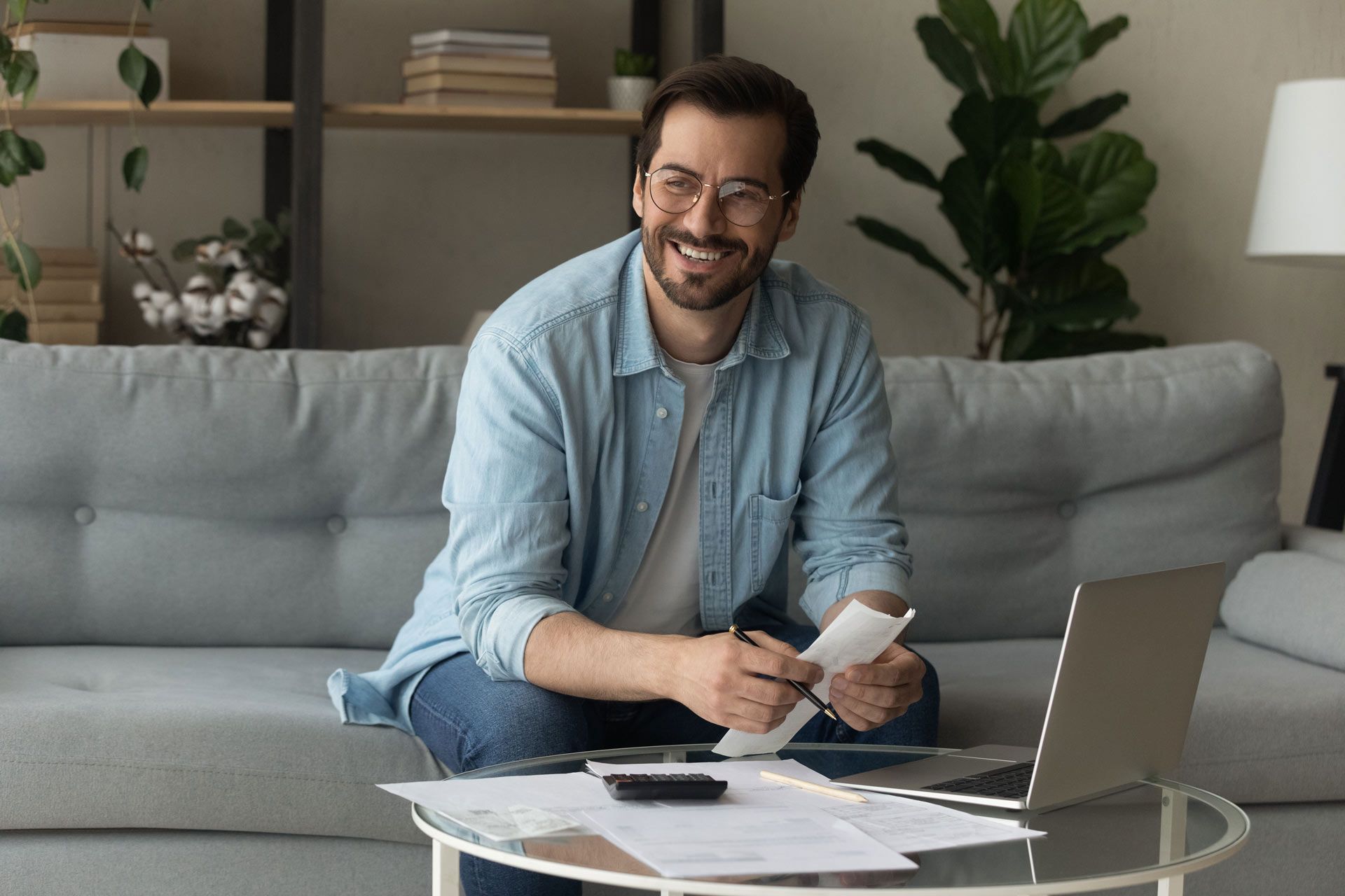 Happy Man Checking His Annuity