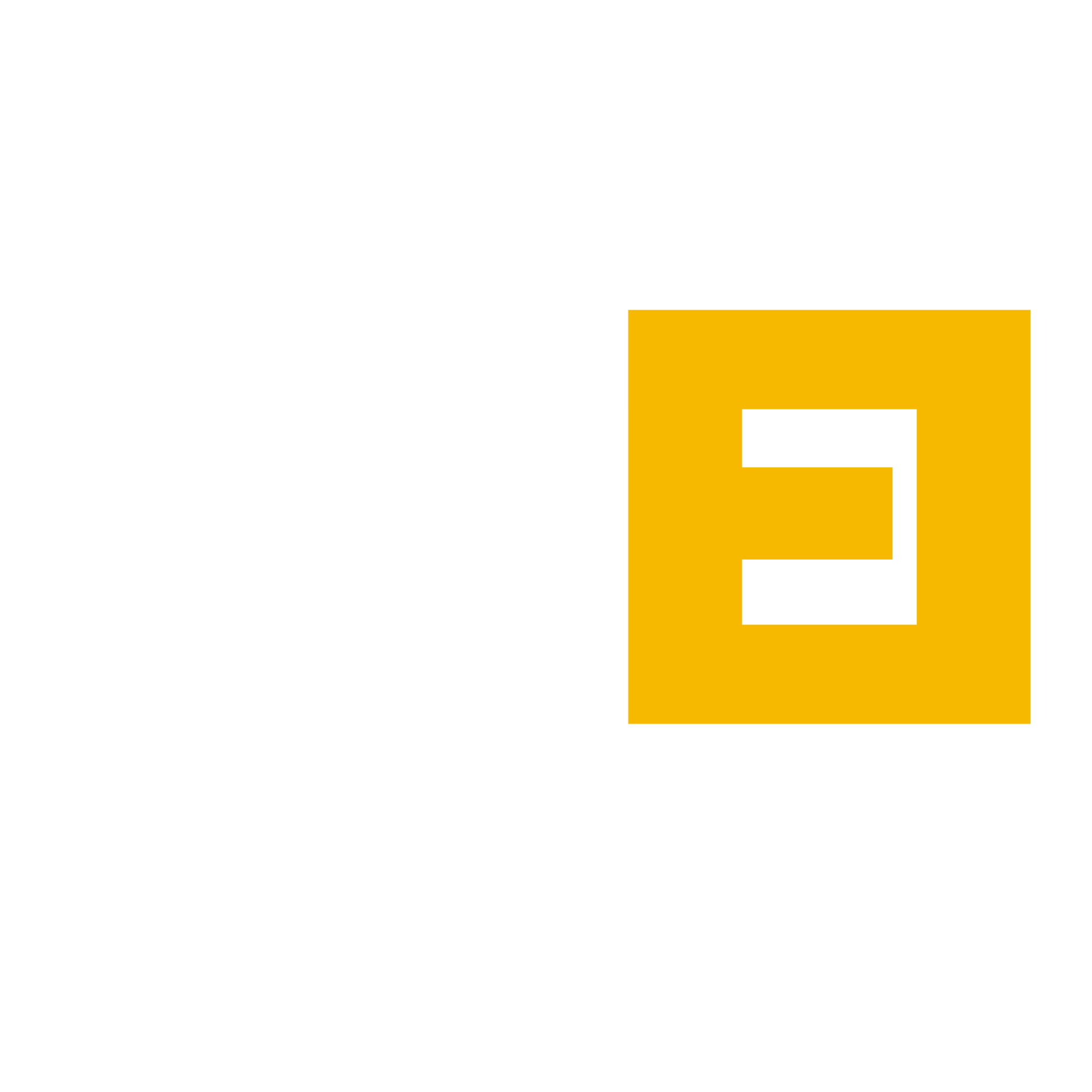 Yellow square logo with a white stylized letter E on a white background