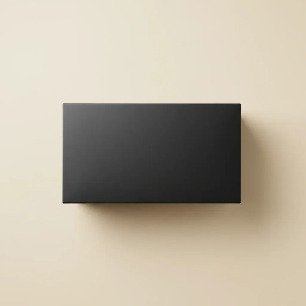 Black box with light beige background