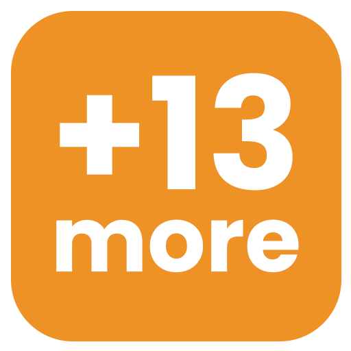 Orange square with “+13 more” in white text.