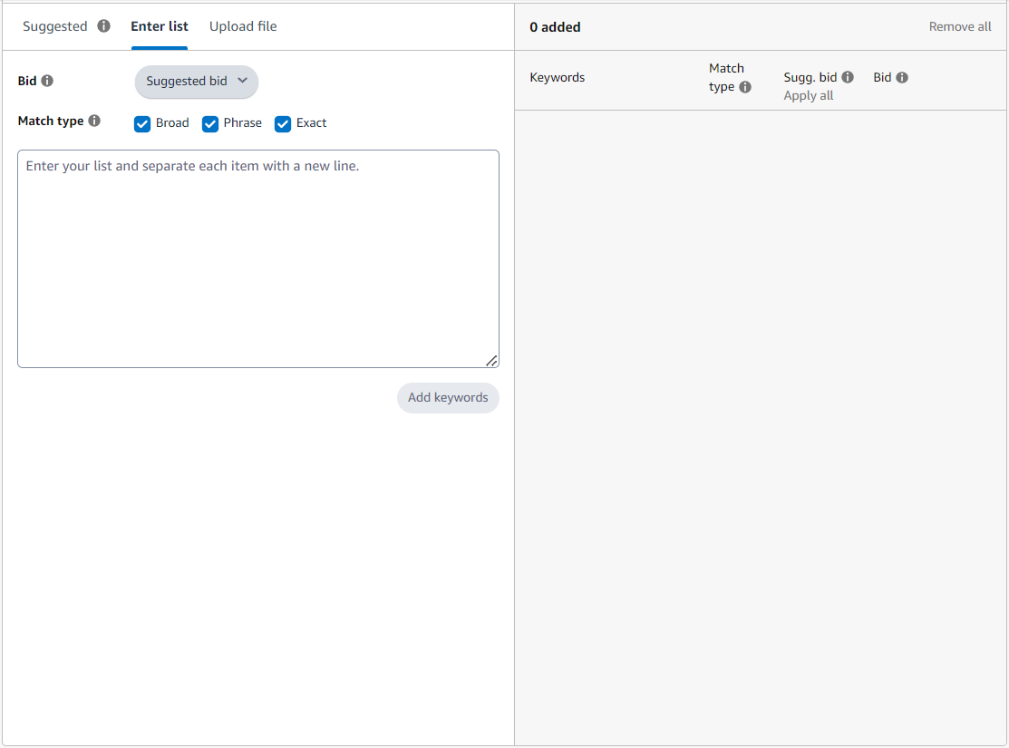 A split-screen software interface shows a bot configuration panel on the left and an empty analysis dashboard on the right.