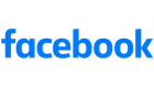 Facebook logo in blue lowercase letters on a white background