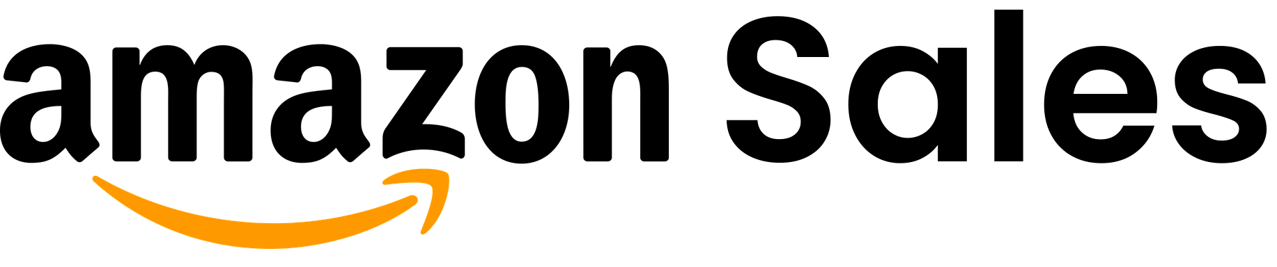Amazon Sales logo, black text, orange arrow under the letter 