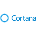 Cortana logo with a blue ring icon and blue text on a white background