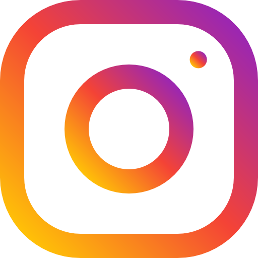 Instagram app icon: Rounded square with orange, pink, and purple gradient, camera lens inside.