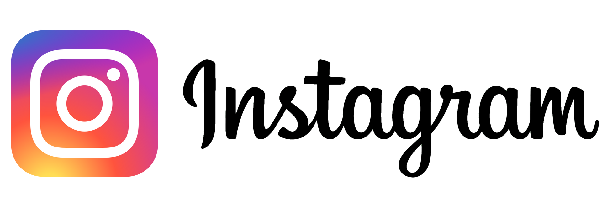 Instagram logo with colorful gradient and black text.