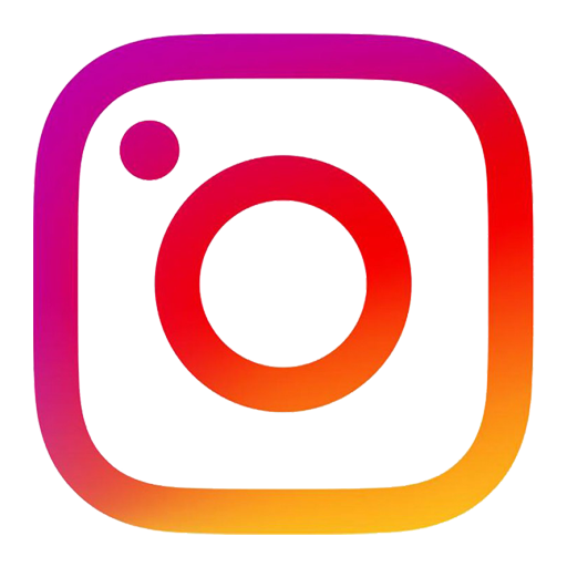 Instagram logo: a colorful gradient of orange, red, and purple in a square with a camera outline.