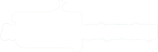A white logo of the words