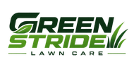Green Stride Lawn Care logo in green and black with stylized grass blades