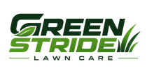 Green Stride Lawn Care logo in green and black with stylized grass blades