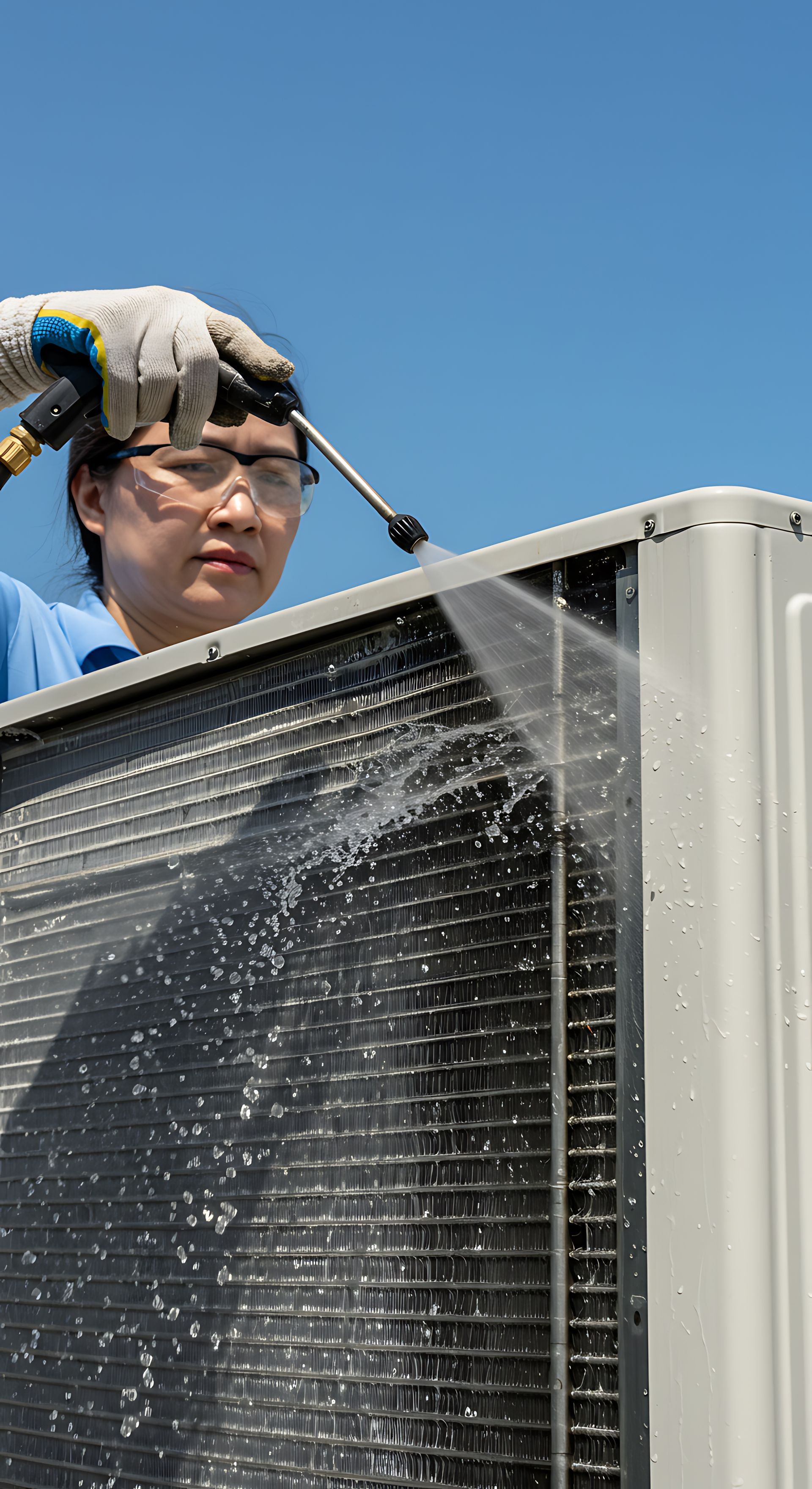 technician cleaning ac coils
