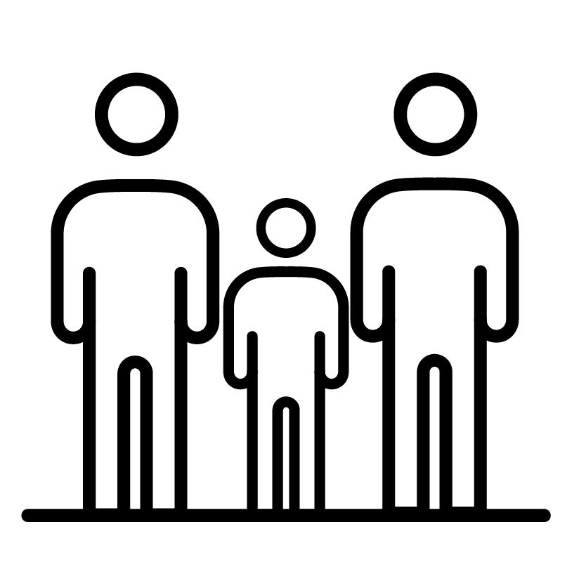 a line drawing of a family standing next to each other .