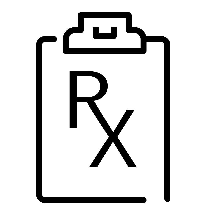 a clipboard with a prescription free icon