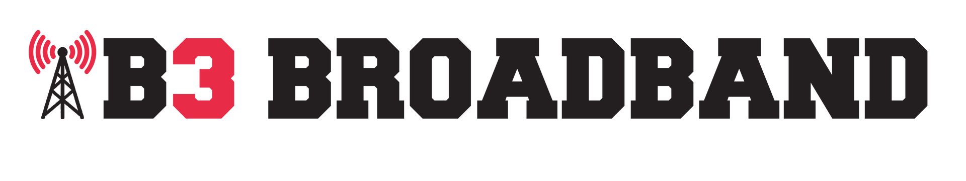 The logo for B3 Broadband is black and red on a white background.