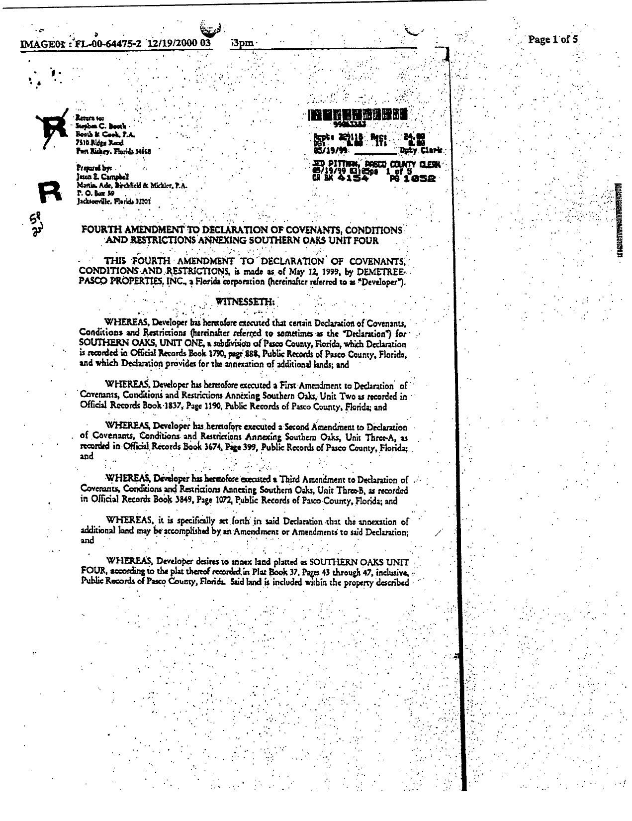 Declaration of Covenants - Fourth Amendment