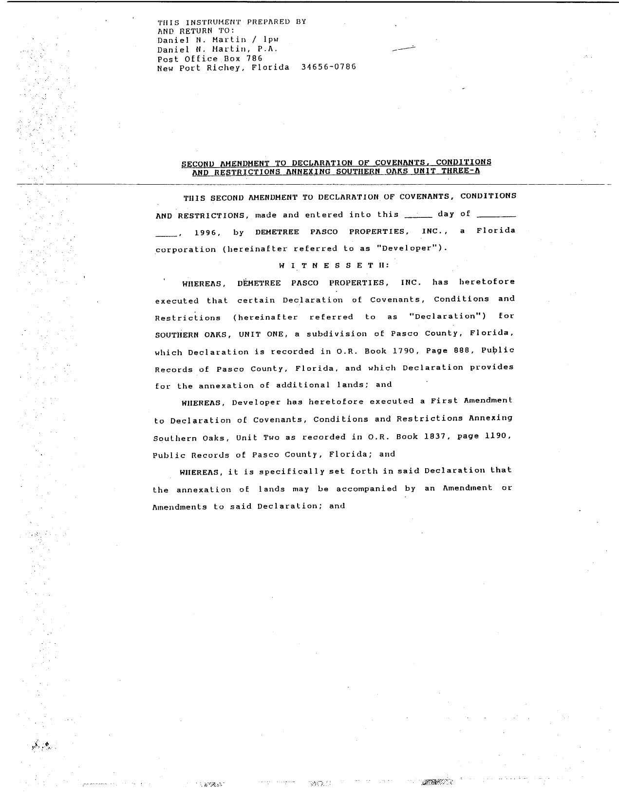 Declaration of Covenants - Second Amendment