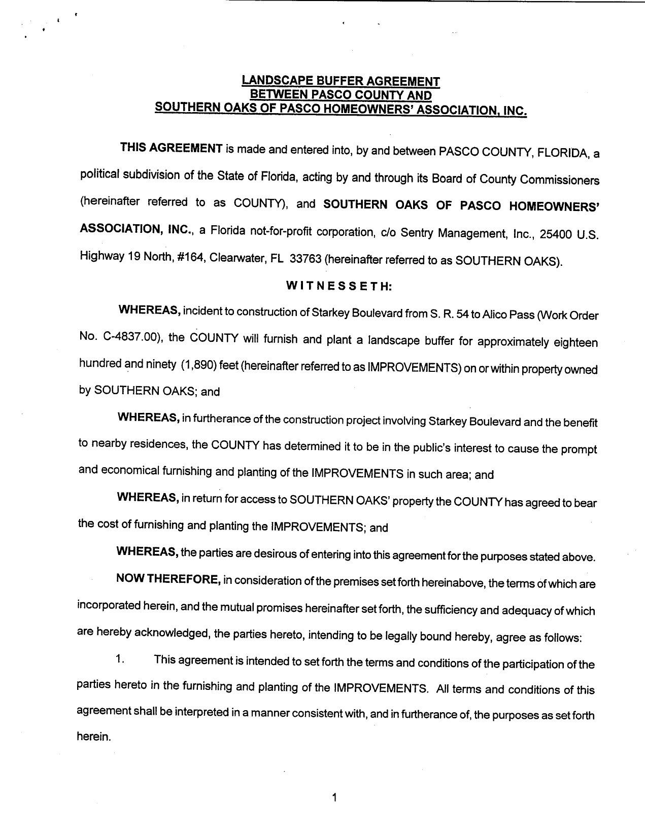 Landscape Buffer Agreement - Starkey Road