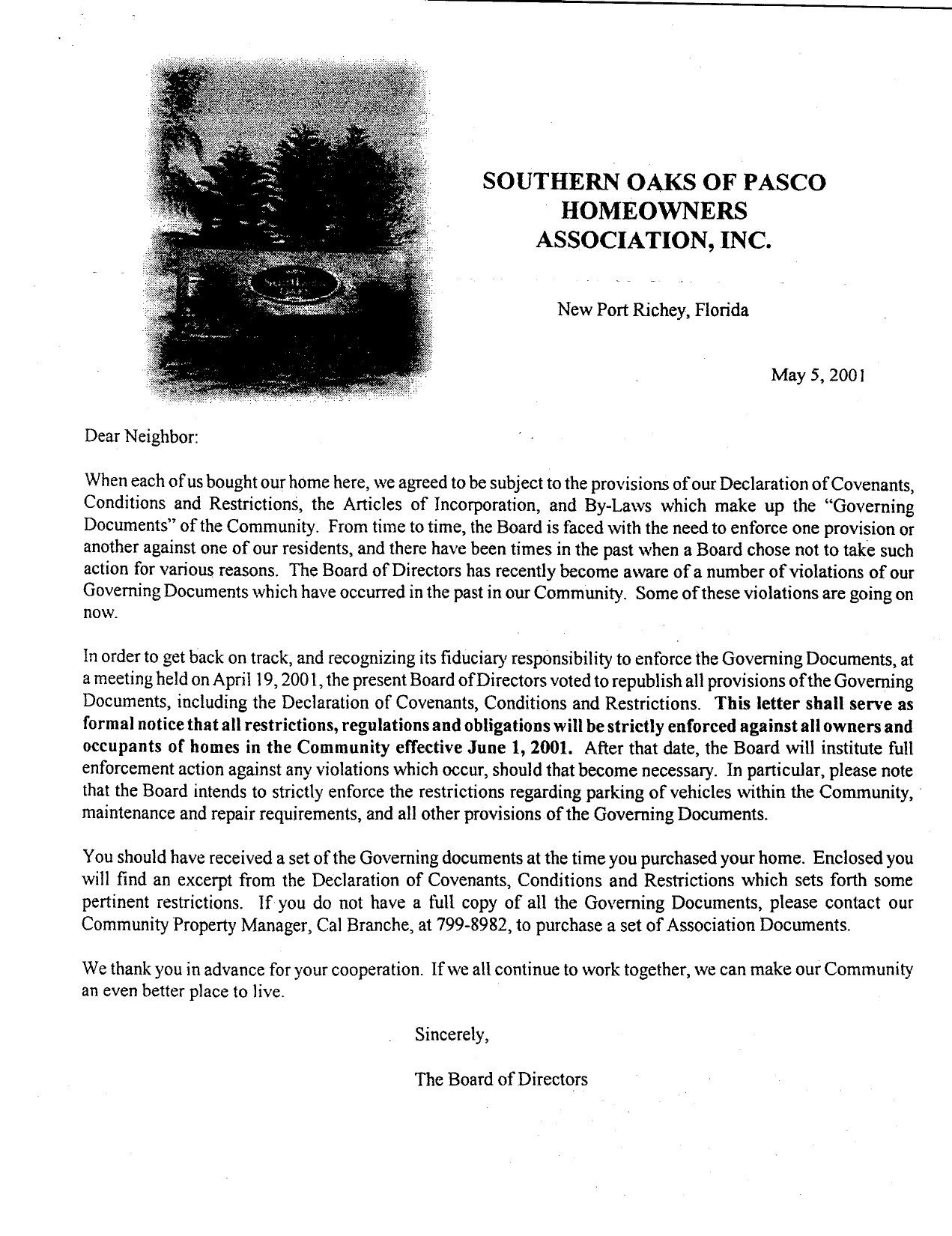 Notice to Members - May 2001
