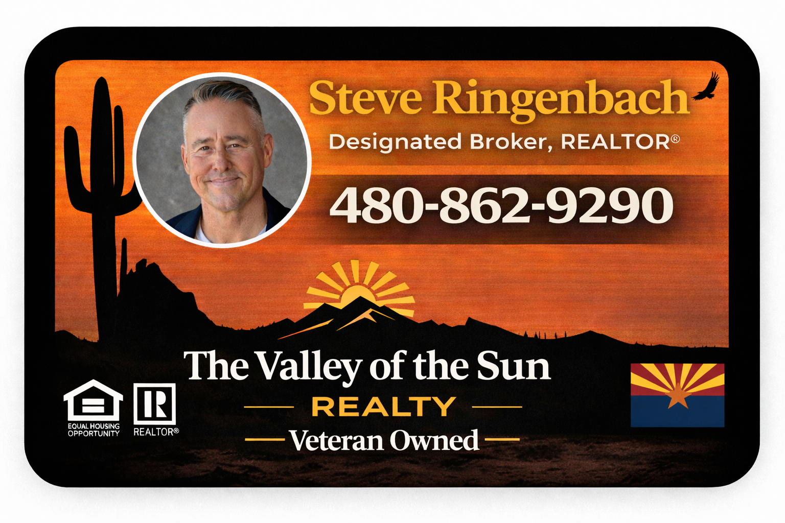 Business card for Steve Ringenbach, Realtor, showing his contact info, 
