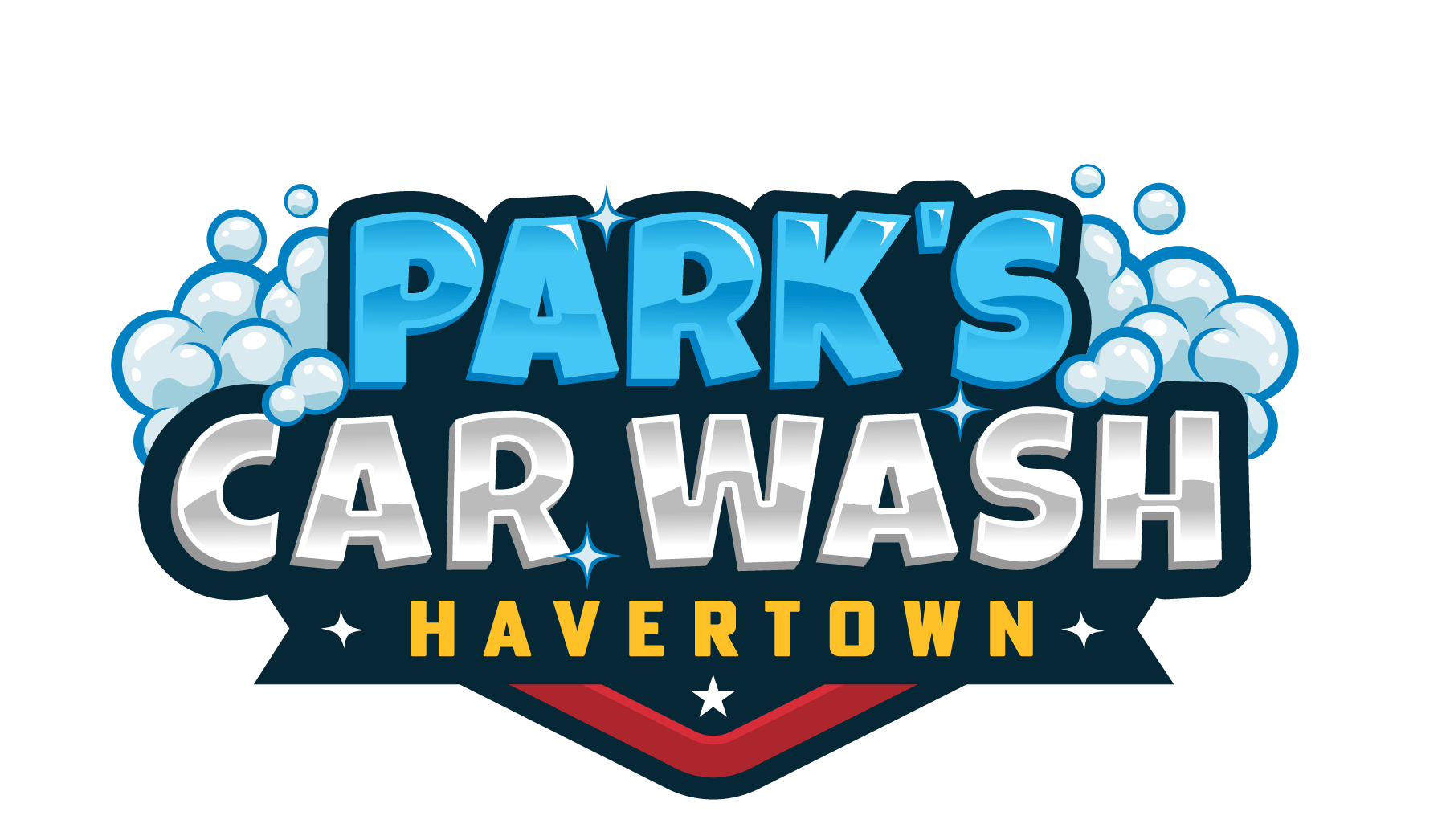 Park's Car Wash logo of a cartoon dog is holding a sponge and giving a thumbs up for park 's car wash.