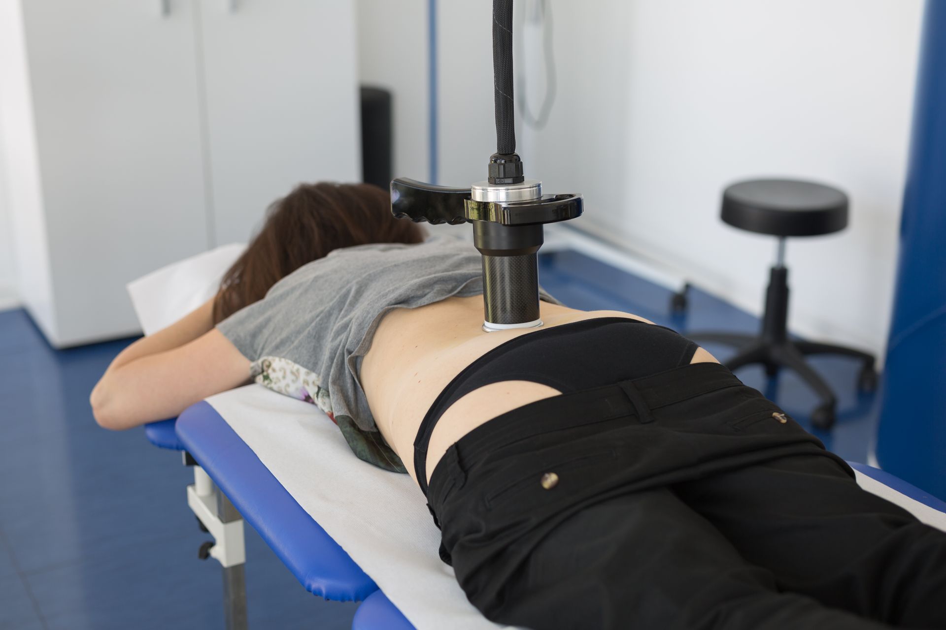 Massaging a patient with a robotic arm. Massaging a patient with a robotic arm.
