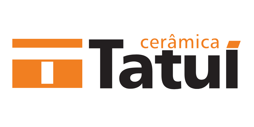 O logotipo da tatui ceramica é laranja e preto.