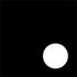 White circle on a black background in the lower right corner
