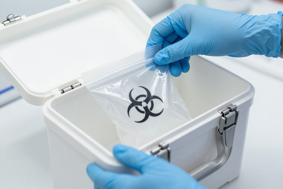 Medical courier handling specimen transport