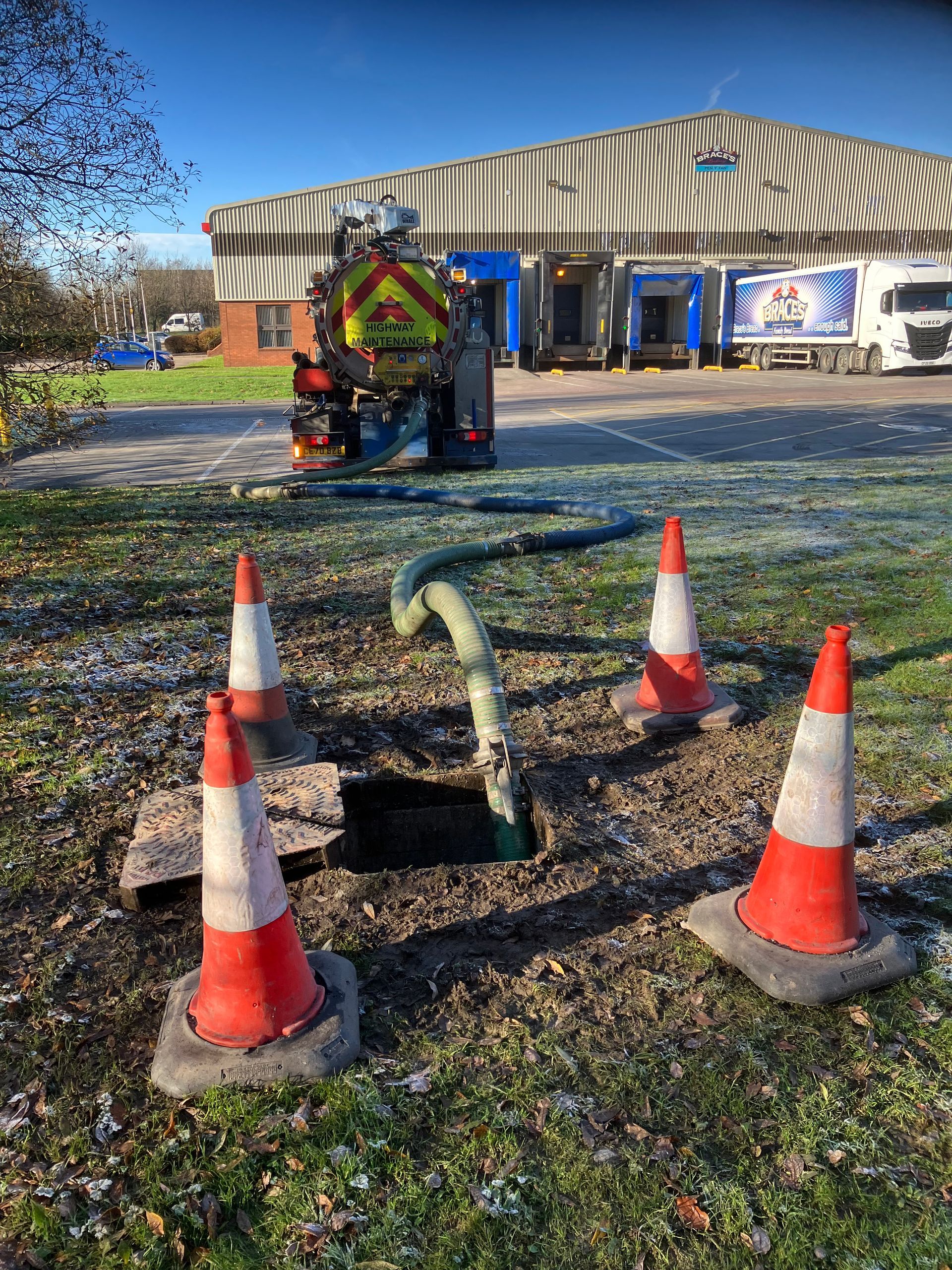 Drainforce tanker sucking out from cesspit to tanker