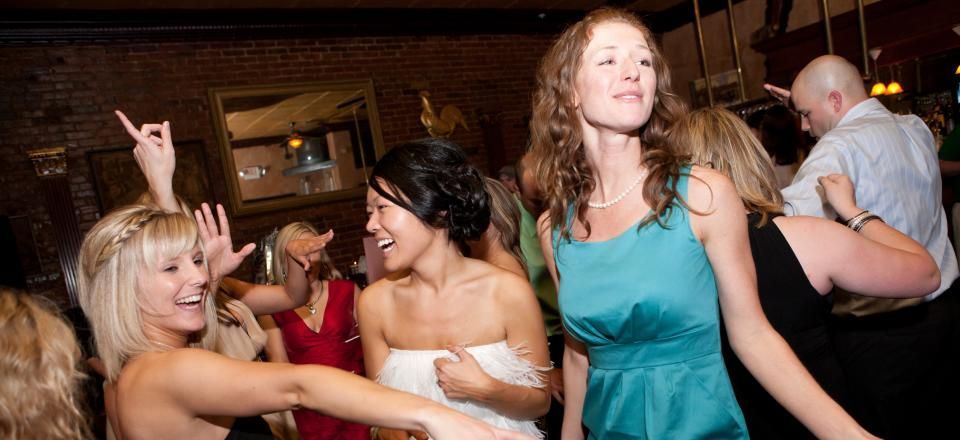 wedding guests on dance floor