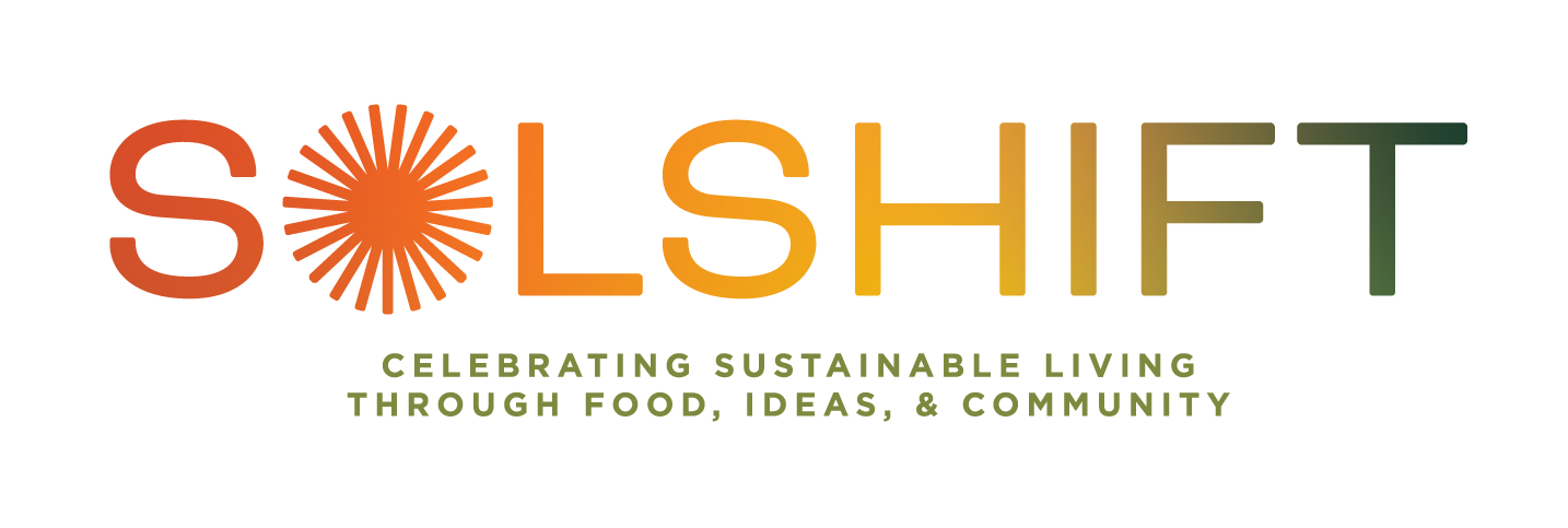 SOLSHIFT logo in orange and gold with the tagline “Celebrating sustainable living through food, ideas, & community”